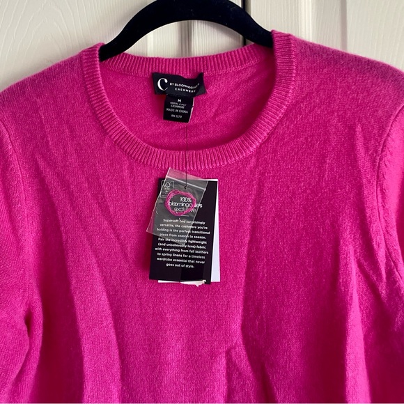 C by Bloomingdale’s Crewneck Cashmere Sweater Cherry Blossom Pink Medium - Picture 4 of 9